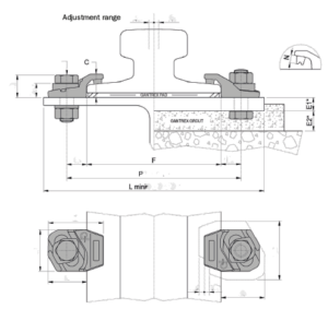 Dibujo técnico Gantrex Clip de raíl atornillable